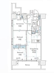 ハビテ本厚木 2SLDKの間取図画像