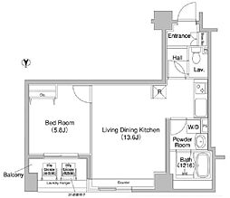 コンフォリア銀座イースト 5階1LDKの間取り