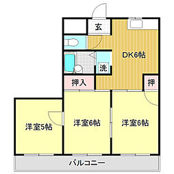 有沢マンション 3DKの間取図画像