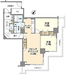 トルナーレ日本橋浜町トルナーレタワー 2LDKの間取図画像