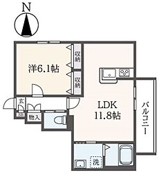 メゾンリッシュ 1階1LDKの間取り