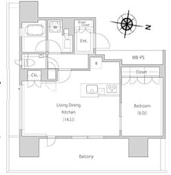 ウェリスタワー愛宕虎ノ門 2LDKの間取図画像