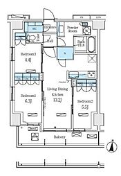 ロイヤルパークス赤羽ノース 9階3LDKの間取り