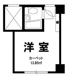 赤坂レジデンシャルホテル ワンルームの間取図画像