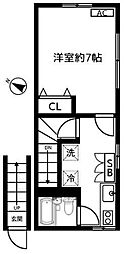 小林コーポ 2階1Kの間取り
