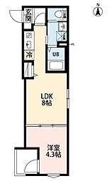 robot home 千住緑町IV 3階1LDKの間取り