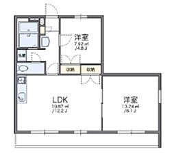 レオパレスゴールドレジデンス城北C 2LDKの間取図画像