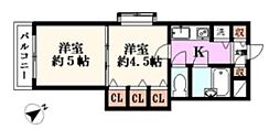 川崎南ダイカンプラザ 2Kの間取図画像