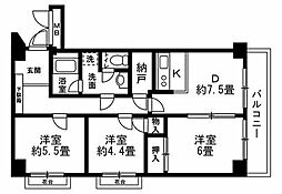 池之端パークハイツ 3SDKの間取図画像