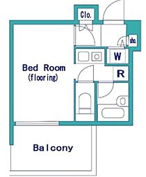 シンシア三田慶大前 5階ワンルームの間取り