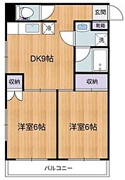 オーチャード 2DKの間取図画像