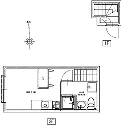 京急本線 平和島駅 徒歩10分の賃貸マンション 2階ワンルームの間取り