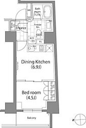 パークハビオ元浅草 9階1DKの間取り