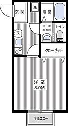 ミレニア草加住吉 2階1Kの間取り