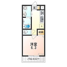 千葉・住吉 1Kの間取図画像