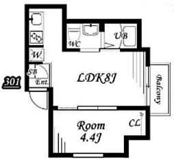 JR横浜線 町田駅 徒歩12分の賃貸アパート 3階1LDKの間取り