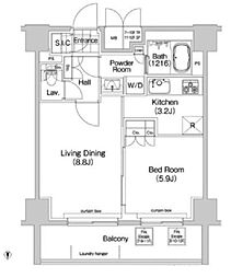 コンフォリア春日富坂 12階1LDKの間取り