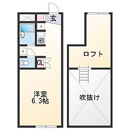 レオパレス弘西 ワンルームの間取図画像