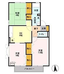 コンフォート・エスパシオ 2階3DKの間取り