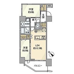 エクセレントシティ聖蹟桜ヶ丘 2LDKの間取図画像