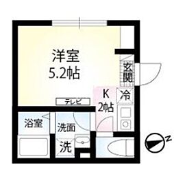 京急本線 六郷土手駅 徒歩7分の賃貸マンション 3階1Kの間取り