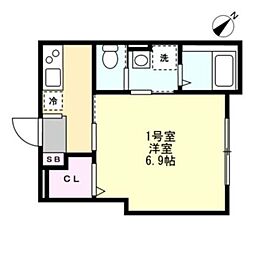 ベイルーム相武台前 1Kの間取図画像