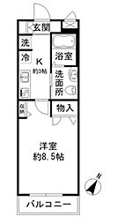 KIRIEMAISON国立 1Kの間取図画像