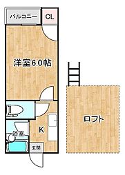 アントラーズ室見 1Kの間取図画像