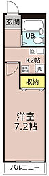 T.Oコーポ石山B棟 1階1Kの間取り