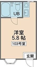 ポルシェ鷹の台 ワンルームの間取図画像