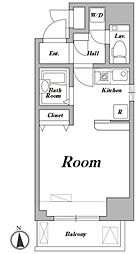 レジディア大井町 7階ワンルームの間取り