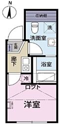 グリーンビュー都立大学 ワンルームの間取図画像