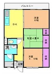 公社八王子狭間住宅1号棟 3DKの間取図画像