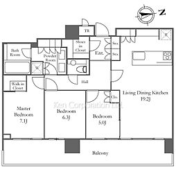 パークコート浜離宮　ザ　タワー 34階3LDKの間取り