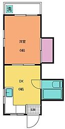 第1岩本ハイツ 1DKの間取図画像