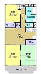 スプリングマンション 3DKの間取図画像