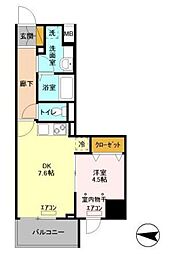 フェリスコート 1DKの間取図画像