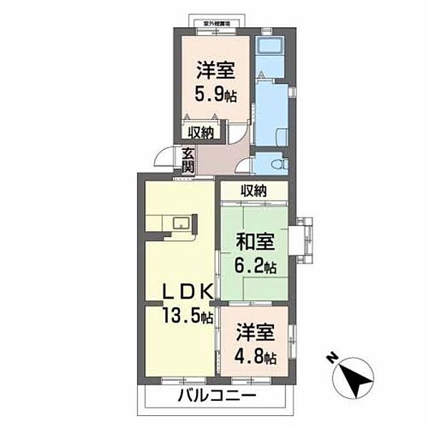 サンモール中井 0301｜大阪府岸和田市中井町１丁目(賃貸マンション3LDK・3階・66.24㎡)の写真 その2