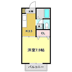 石丸ハイツ 1Kの間取図画像