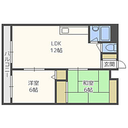 VEGA城西 2LDKの間取図画像