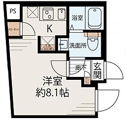 アルファ早宮 1階ワンルームの間取り