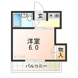 フラットY 1Kの間取図画像