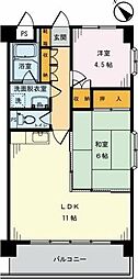 アルデール枡形 2LDKの間取図画像
