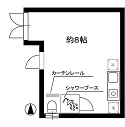 ヴィクトワール千住 2階ワンルームの間取り