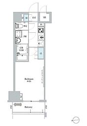 ディームス蔵前 4階1Kの間取り