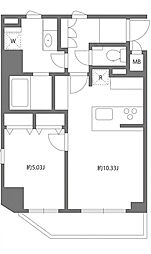 MAXIVASAKUSA 1LDKの間取図画像