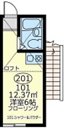 エスペランサ川崎 2階ワンルームの間取り