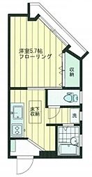 カーサビアンカ 1Kの間取図画像