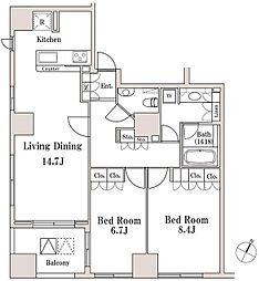ラサンテ一番町 11階2LDKの間取り