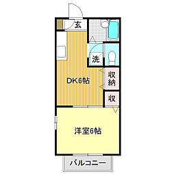 ルピナス・K2 1DKの間取図画像